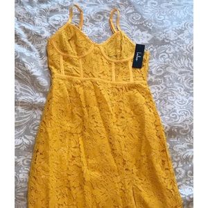 Lulus yellow midi dress NWT